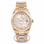 Rolex Day-Date Rose Gold Champagne Diamond Dial 36mm Smooth Bezel Watch 118205 Beverly Hills Watch Company Watch Store