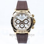 Rolex Daytona 18k Yellow Gold Case Brown Rubber B Strap Gold Deployment Buckle 16518 Beverly Hills Watch Company Watches