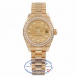 Rolex Datejust 26MM 18k Yellow Gold Diamond Bezel Champagned Diamond Dial President Bracelet 179138 W1UK4T - Beverly Hills Watch Company Watch Store
