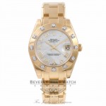 Rolex Masterpiece DateJust 34MM 18K Yellow Gold Diamond Bezel White Mother Of Pearl Dial 81318 MW6ANM - Beverly Hills Watch Store