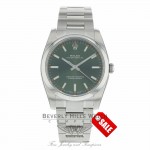 Rolex Oyster Perpetual 34mm Olive Green Dial Stainless Steel Oyster  114200 KTEDCP - Beverly Hills Watch