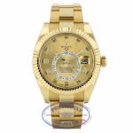 Rolex Sky-Dweller Yellow Gold 42mm Dual Time Annual Calendar Champagne Sunray Dial 326938 HZDRHW - Beverly Hills Watch Company