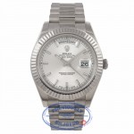 Rolex Day-Date II 18K White Gold Silver Dial Fluted Bezel President 218239 PUEPV2 - Beverly Hills Watch Company Watch Store