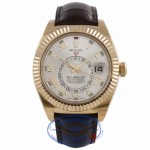 Rolex Sky Dweller Silver Dial 18k Yellow Gold Brown Leather Strap 326138 RM53HR - Beverly Hills Watch Company Watch Store