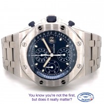 Audemars Piguet Royal Oak Offshore 42mm Stainless Steel Anniversary Blue Dial 26237ST.OO.1000ST.01 J7FXEC - Beverly Hills Watch Company