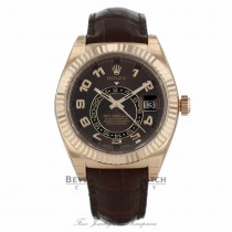 Rolex Sky-Dweller 18K Everose Gold 42mm Leather Strap Deployment Buckle Annual Calendar GMT Watch 326135 9E8AWT - Beverly Hills Watch Company