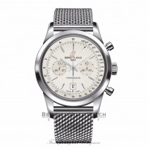 Breitling Transocean Chronograph 38 Stainless Steel Silver Dial A4131012/G757 17FWX5 - Beverly Hills Watch Company