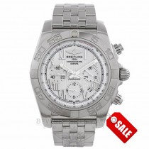 Breitling Chronomat 44 B01 Stainless Steel White Dial Bracelet AB011012/A690-SS 19212 - Beverly Hills Watch Company Watch Store