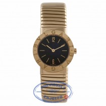 Bulgari Tubogas Yellow Gold Bracelet Black Dial Vintage Ladies Watch BB262T C4XKTP - Beverly Hills Watch Store