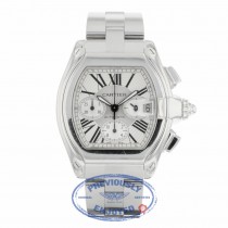 Cartier Roadster XL Stainless Steel Bracelet Silver Roman Numeral Dial W62019X6 JL32WD - Beverly Hills Watch Company 