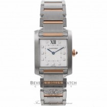 Cartier Tank Francaise Medium 18k Rose Gold Stainless Steel Silver Diamond Dial WE110005 - Beverly Hills Watch Company Watch Store