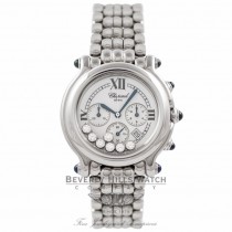 Chopard Happy Sport Chronograph Stainless Steel White Dial 7 Floating Diamonds 288267-3005 13919 - Beverly Hills Watch Company Watch Store