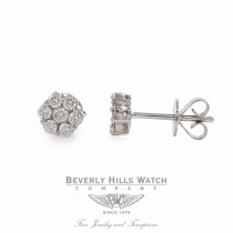 Stud Earrings 18k White Gold Diamond Rosette 37387B QTX8AN - Beverly Hills Watch Store