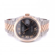 Rolex Datejust 36mm Steel and Everose Rhodium Roman Diamond Dial 126234 HLNH0Q - Beverly Hills Watch Company