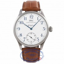 IWC Portugues F.A. Jones Stainless Steel 43mm White Dial Blue Markings IW5442-03 7VKRN6 - Beverly Hills Watch Company Watch Store