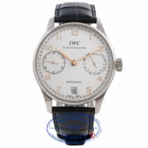 IWC Portuguese 7 Day Stainless Steel Silver Dial Rose Numerals IW500114 L6ZERP