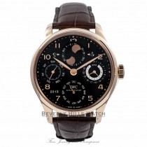 IWC Portuguese Perpetual Calendar 44MM Rose Gold Black Dial IW503202 G1B5PS - Beverly Hills Watch Store: