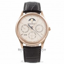 Jaeger Le-Coultre Ultra Thin Perpetual 39MM 18K Rose Gold Eggshell Beige Dial Power Reserve Q1302520 AKT2BP - Beverly Hills Watch Company Watch Store
