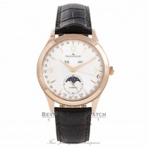 Jaeger LeCoultre Master Calendar 39MM 18k Rose Gold Silver Dial 43 Hour Power Reserve Q1552520 GWRBV6 - Beverly Hills Watch Company Watch Store