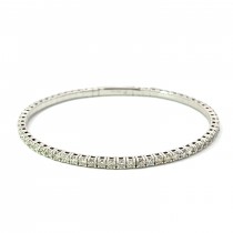 Naira & C White Gold Prong-Set 3.02 TCW Diamond Flexible Bangle Bracelet - Beverly Hills Watch Company