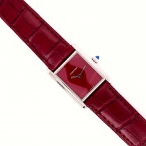Cartier Must Tank Large Stainless Steel Claret WSTA0054 - Beverly Hills Watch Company
