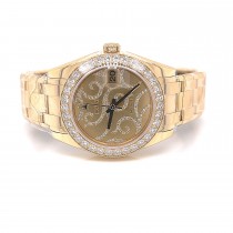 Rolex Datejust 34mm Yellow Gold Pearlmaster Arabesque Dial 81298 - Beverly Hills Watch Company