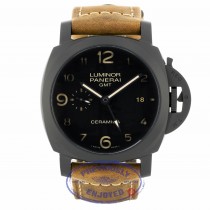 Panerai Luminor 1950 3 Days GMT Black Dial Brown Leather PAM00441 J8CUPU - Beverly Hills Watch 