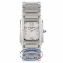 Patek Philippe Twenty-4 Ladies Stainless Steel White Diamond Dial Diamond Bezel 4910/10A M5BXTD - Beverly Hills Watch Company Watch Store