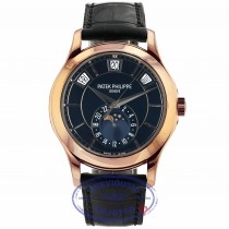 Patek Philippe Annual Calendar 40.2mm Rose Gold Black Dial 5205R-010 XJRV28 - Beverly Hills Watch