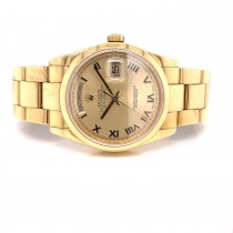 Rolex Day-Date Oyster 36MM Yellow Gold Champagne Roman 118208 - Beverly Hills Watch Company