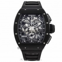 Richard Mille RM011-FM Black Phantom Carbon Fiber Case Black Rubber Strap RM11 AO CA-TZP USA N1 EQY7LN - Beverly Hills Watch Company Watch Store