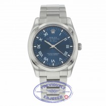 Rolex Air 34mm King Stainless Steel Roman numerals Oyster Bracelet Smooth Bezel Blue Dial 114200 49H84A - Beverly Hills Watch Company