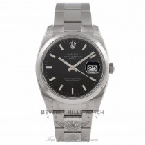 Rolex Date 34mm Stainless Steel Oyster Bracelet Domed Bezel Black Stick Dial Watch115200 Beverly Hills Watch Company Watches