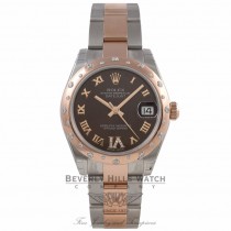 Rolex Datejust 31mm Rose Gold and Stainless 24 Diamond Bezel Chocolate Dial 178341 - Beverly Hills Watch Company Watch Store