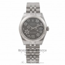 Rolex DateJust 31MM Stainless Steel & 18K White Gold Dark Rhodium Floral Dial 178274 ZCPRWQ - Beverly Hills Watch Store