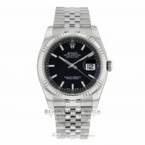 Rolex Datejust 36mm White Gold Fluted Bezel Black Dial Jubilee Bracelet 116234 94QL5W - Beverly Hills Watch Company 