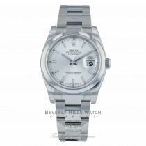 Rolex Datejust 36MM Stainless Steel Domed Bezel Silver Index Dial 116200 446QJX - Beverly Hills Watch Company Watch Store