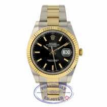 Rolex Datejust 41mm Stainless Steel 18k Yellow Gold Black Dial 126333 CMWC6N - Beverly Hills Watch
