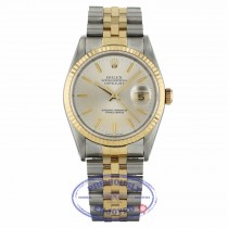 Rolex Datejust 36MM Yellow Gold Stainless Steel Fluted Bezel Silver Dial Jubilee Bracelet 16233 RR20HR - Beverly Hills Watch Company