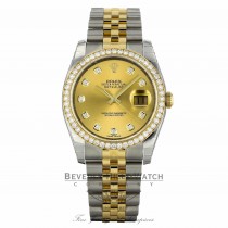 Rolex Datejust 36mm Stainless Steel and 18k Yellow Gold Jubilee Bracelet Diamond Bezel 116243 0EUML3 - Beverly Hills Watch Company