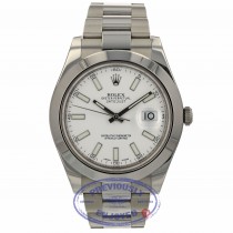 Rolex DateJust II Stainless Steel 41mm White Stick Dial 116300 662X05 - Beverly Hills Wath Company