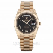 Rolex Day-Date 40mm Choco Dial 18K Rose Gold President 228235 AF4RYL - Beverly Hills Watch Company