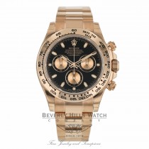 Rolex Daytona Everose Gold Oyster Bracelet Black Dial Watch 116505 60E7HT - Beverly Hills Watch Company