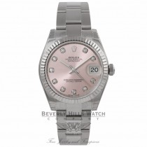 Rolex Datejust 31MM Stainless Steel 18k White Gold Fluted Bezel Pink Diamond Dial 178274 ATHQZH - Beverly Hills Watch Company Watch Store