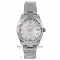 Rolex Datejust 31mm Stainless Steel Oyster Bracelet Jubilee Diamond Dial White Gold Fluted Bezel Watch 178274 Beverly Hills Watch Company Watches Watch Store