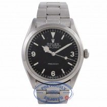 Rolex Explorer 34mm Stainless Steel Gilt Print Gloss Black Dial Bracelet 5500 WY7AYQ - Beverly Hills Watch Company Watch Store