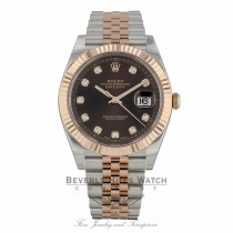 Rolex Datejust 41mm Chocolate Diamond Dial Steel 18K Everose Gold Jubilee 126331 - Beverly Hills Watch