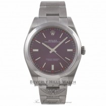 Rolex Oyster Perpetual 39mm Stainless Steel Red Grape Dial Index Markings Bracelet 114300 F13KJX - Beverly Hills Watch Company