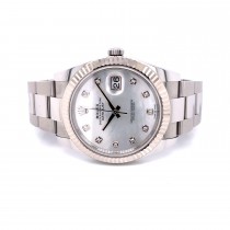 Rolex Datejust 41mm White Mother of Pearl Diamond Dial 126334 TYZXMC - Beverly Hills Watch Company