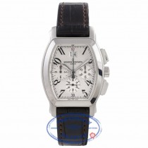 Vacheron Constantin Royal Eagle Chronograph Stainless Steel Off White Dial Black Leather Strap 49145/000A-8970 ER40KH - Beverly Hills Watch Company Watch Store